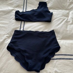 New Retro 2 piece Navy Swimsuit size Large